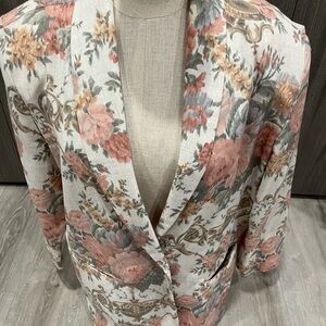 Floral Women's Blazer in Pink and Cream